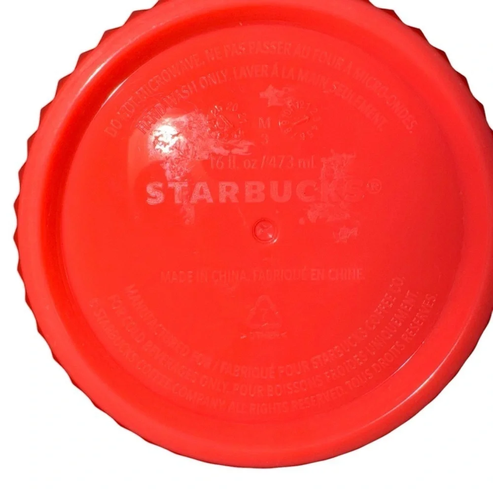 STARBUCKS Coral 16 oz. Textured Cold Coffee Cup No Straw EUC
